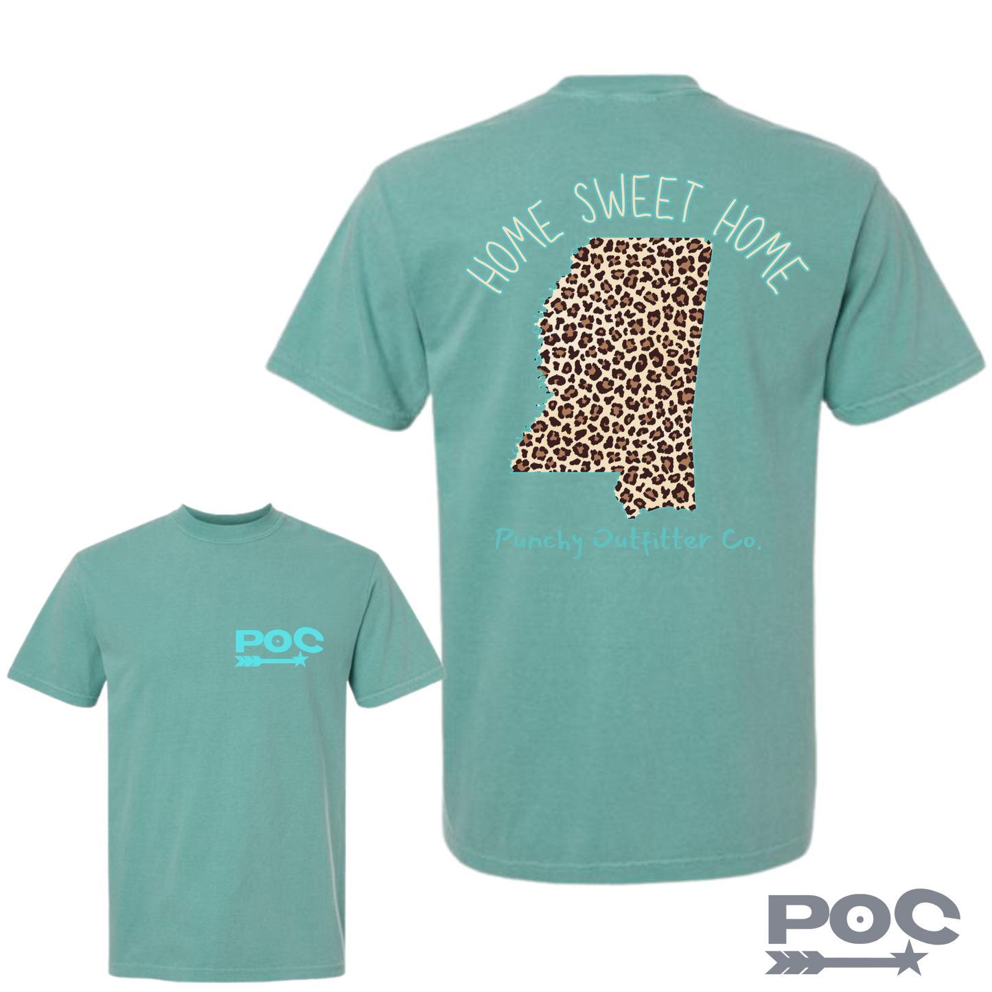 Home Sweet Home (Mississippi) Turquoise Leopard T-Shirt