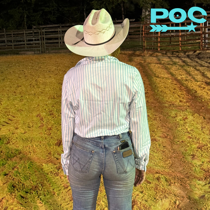 Teal Pinstripe Rodeo Shirt