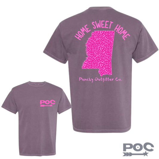 Home Sweet Home (Mississippi) Pink Leopard T-Shirt