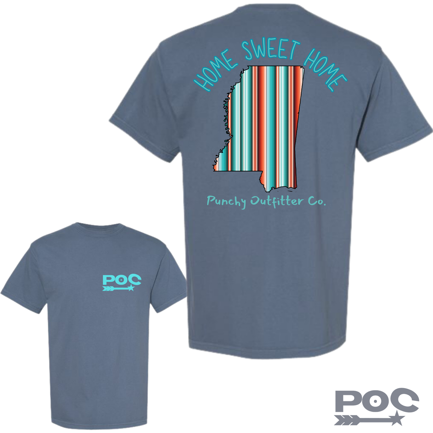 Home Sweet Home (Mississippi) Teal Serape T-Shirt