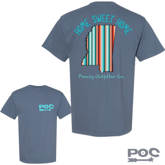 Home Sweet Home (Mississippi) Teal Serape T-Shirt